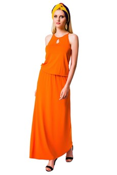 Оранжевое длинное платье Mondigo