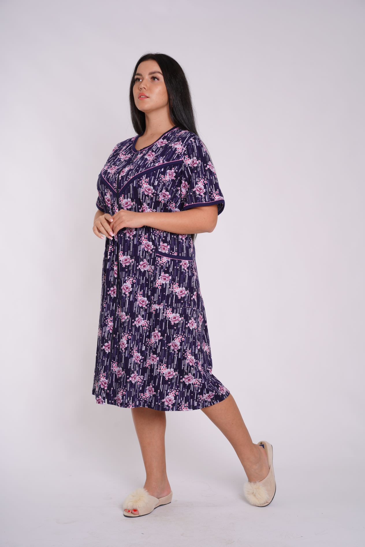 Фото товара 21337, свободный халат миди