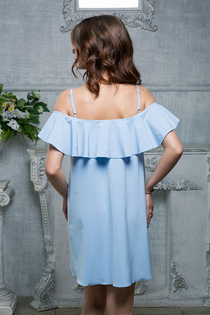 Фото товара 16562, голубое платье с воланом
