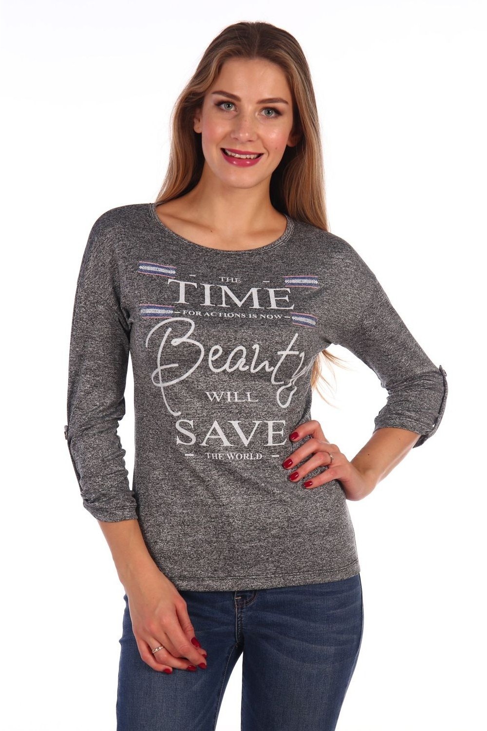 Фото товара 20544, серый джемпер с надписями